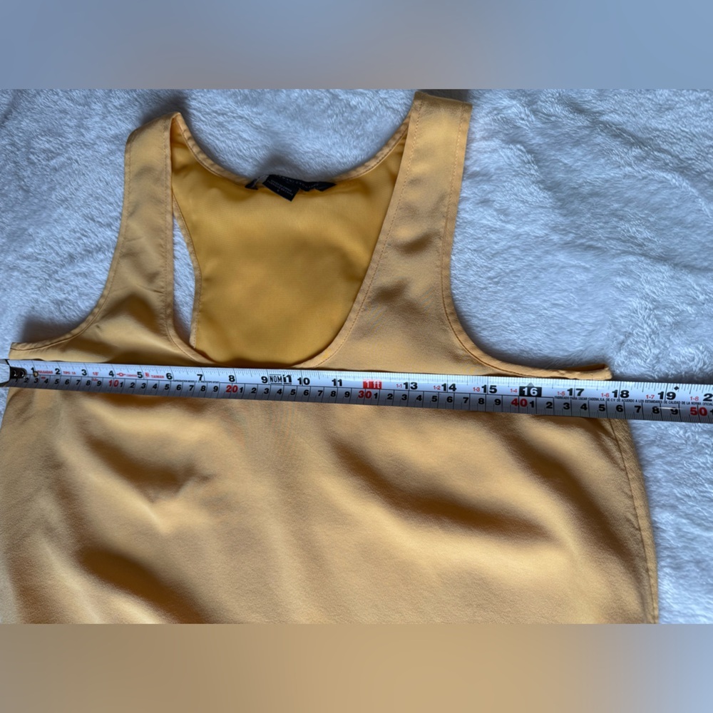 100% Silk High-Low Racerback Dress Yellow Size 6 Spring 2014 Flowing Layered - Picture 10 of 11
